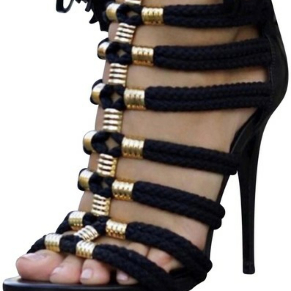 BALMAIN X H&M ROPE GLADIATOR HEELS (SIZE 41) - Picture 5 of 6